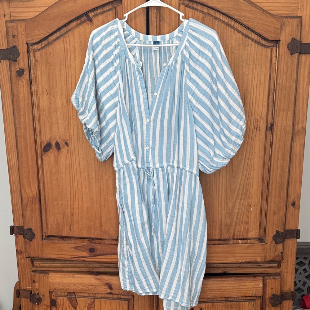 Old Navy Blue and White Striped Midi Dress